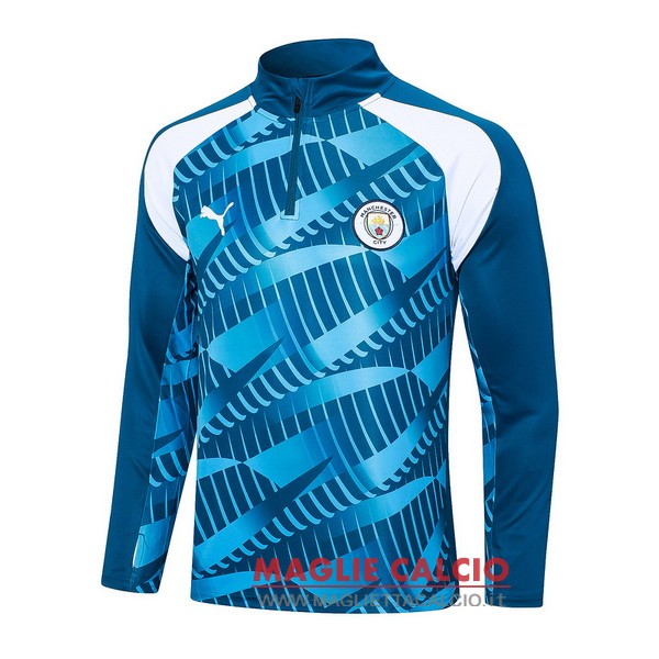 nuova manchester city blu bianco felpa da allenamento 2023-2024